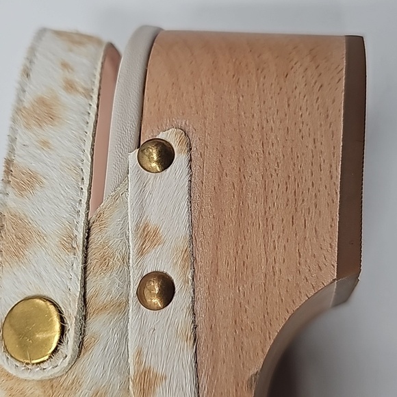 J Crew Calfhair Cowprint Convertible Wood Clogs - Picture 6 of 14